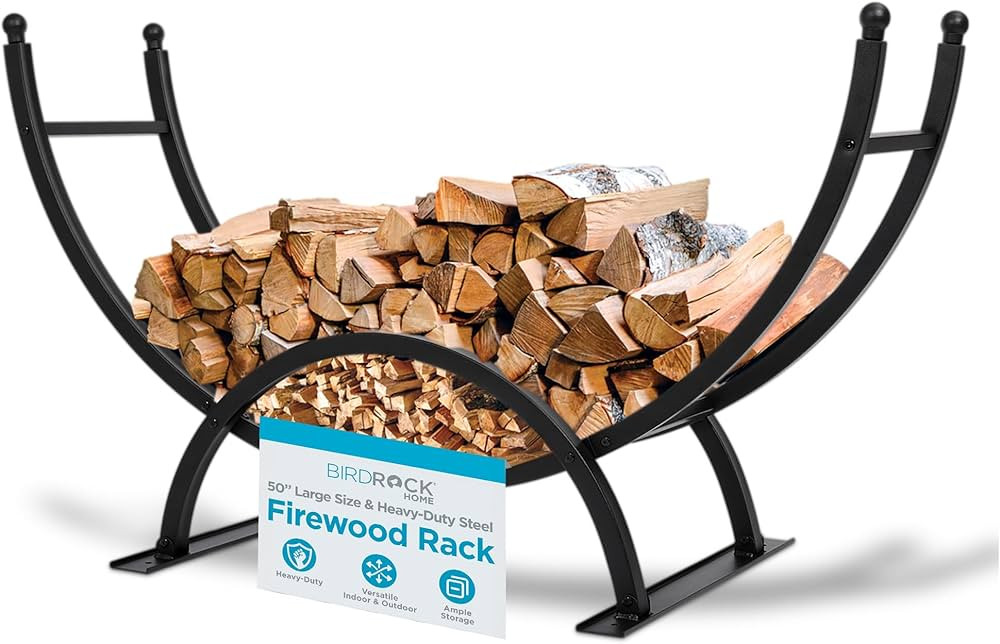 BIRDROCK HOME 50in Firewood Rack for Outdoor or Indoor Use | Large Capacity | Fire Wood Log Stora... | Amazon (US)