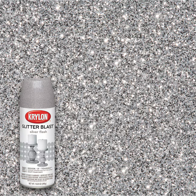 Krylon Glitter Blast Gloss Silver Flash Glitter Spray paint ( NET WT. 10.25-oz ) Lowes.com | Lowe's