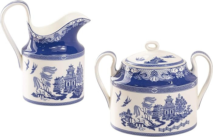 Bone China Blue Willow Sugar And Creamer Set (2-Piece Set) | Amazon (US)