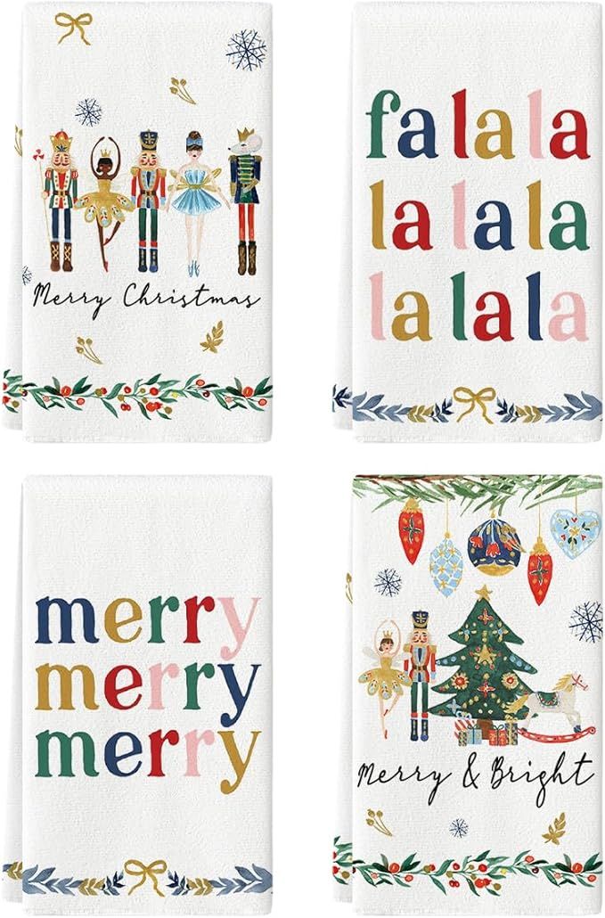 Artoid Mode Nutcrackers Xmas Balls Tree Merry Christmas Kitchen Towels Dish Towels, 18x26 Inch Wi... | Amazon (US)