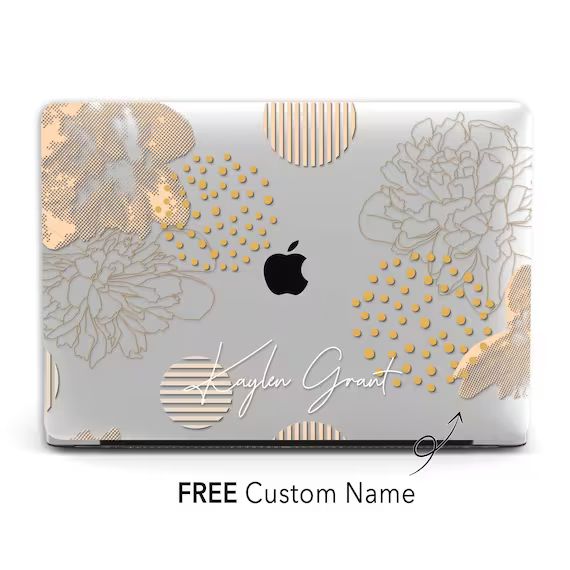 Geometric Beige Flower Personalized Name Macbook Clear Case  - Etsy | Etsy (US)