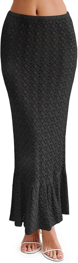 Saodimallsu Womens Crochet Cover Up Skirt High Waisted Sheer Knit Summer Swimsuit Coverup Beach F... | Amazon (US)