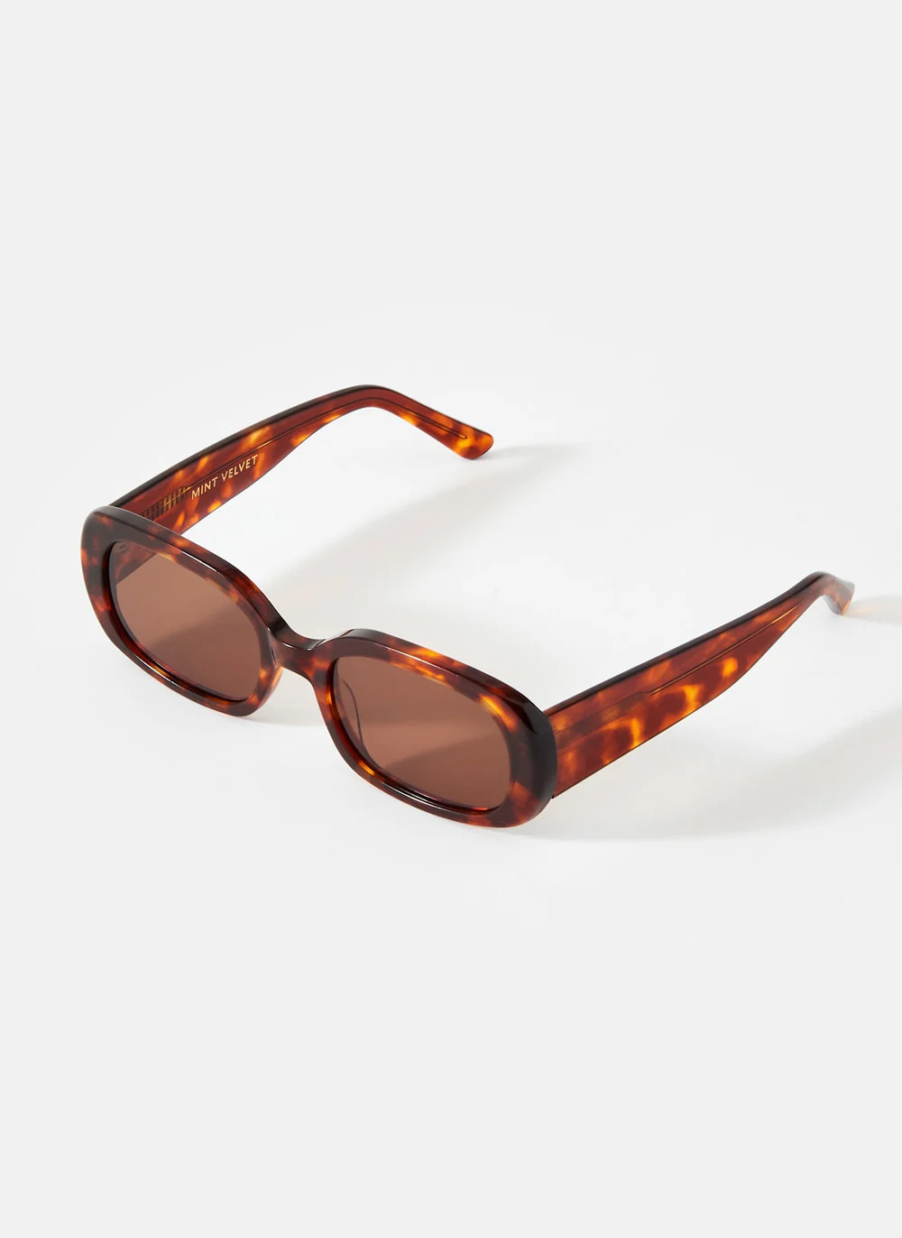 Brown Tortoiseshell Rectangle Sunglasses | Mint Velvet