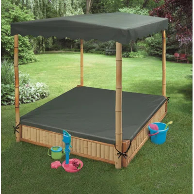 Tropical Fun 4.04' Rectangular Sandbox with Cover Badger Basket | Wayfair North America