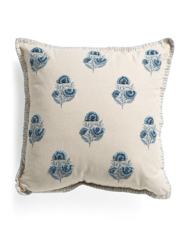 14x24 Embroidered Floral Block Printed Pillow | TJ Maxx