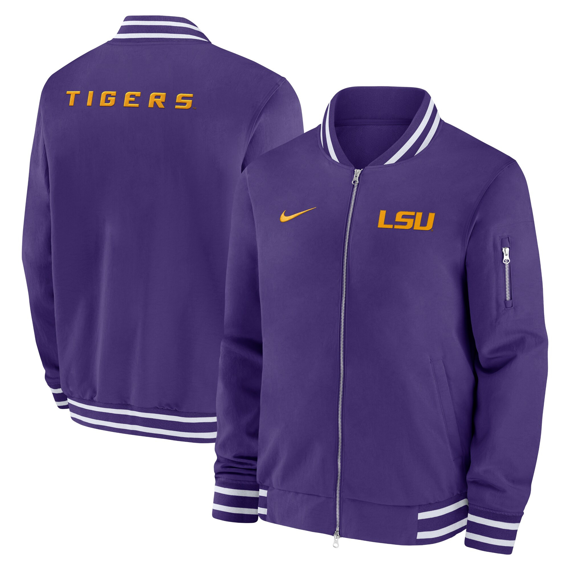 LSU Tigers Nike 2024 Sideline Full-Zip Bomber Jacket - Purple | Fanatics