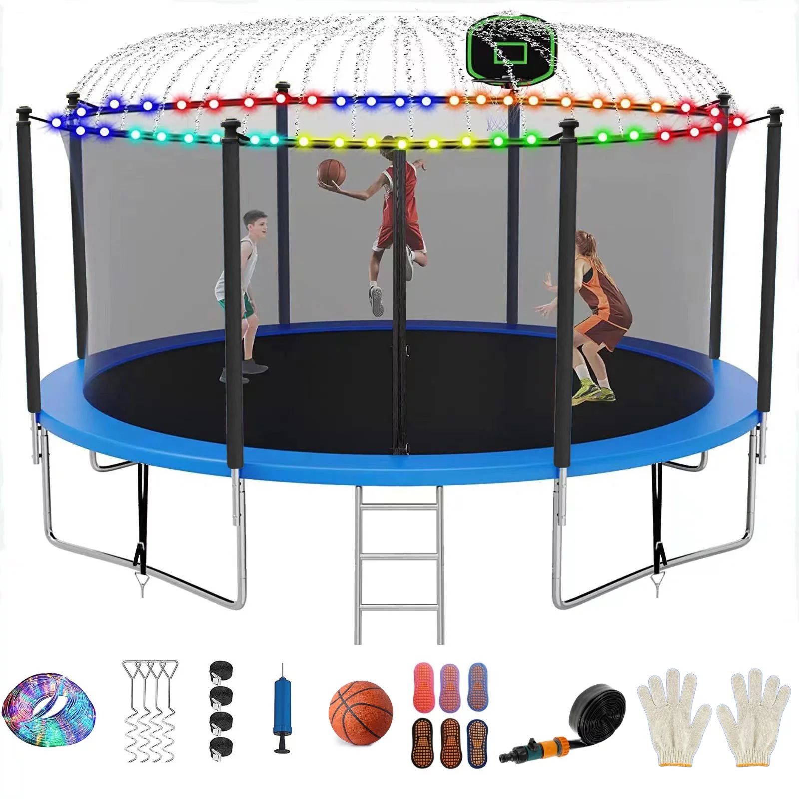 FIZITI 12FT 990LBS Trampoline for Adults/Kids,Outdoor Trampoline with Enclosure Net,Basketball Ho... | Walmart (US)