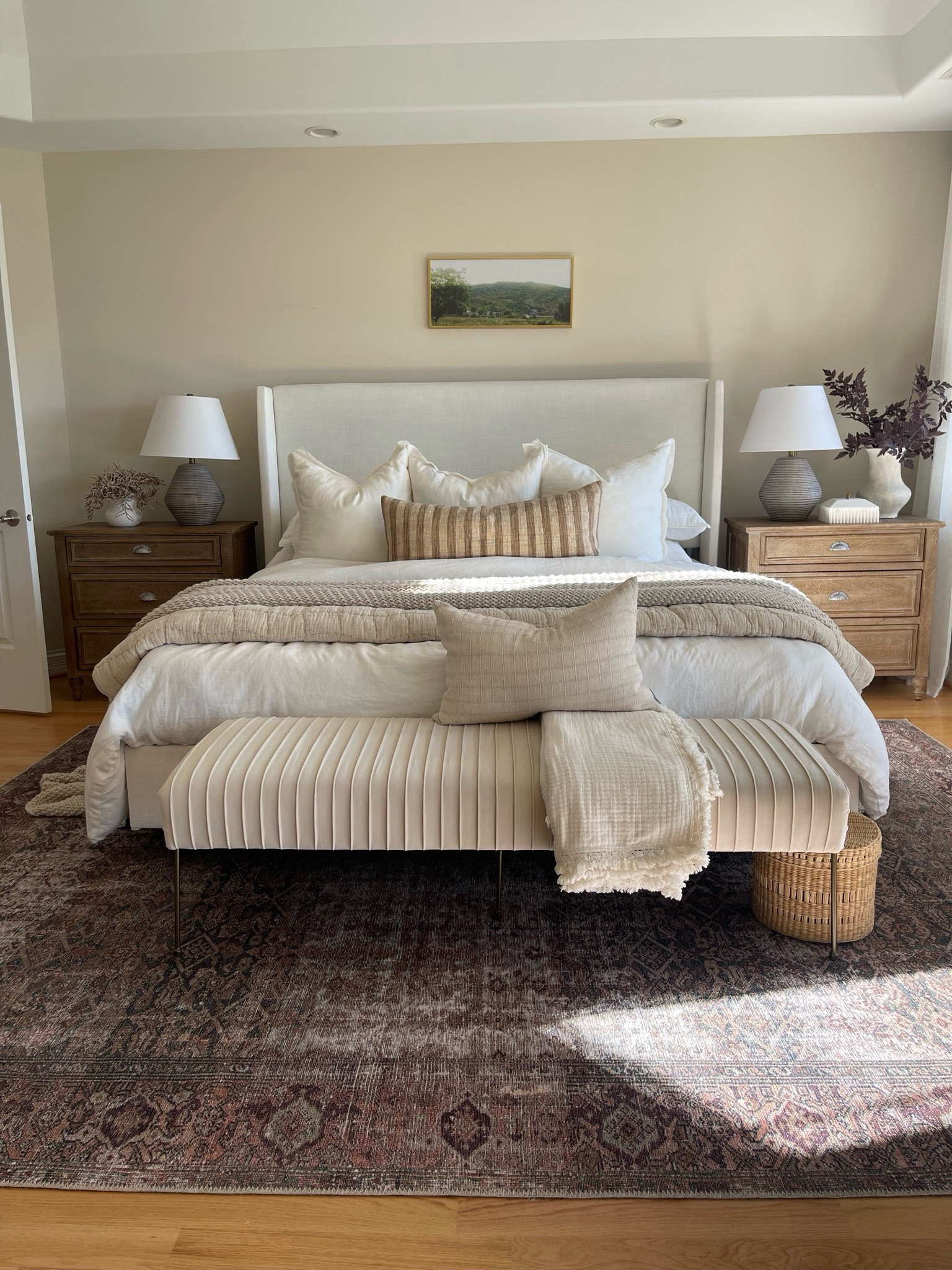 Our bedroom views ✨ added this new throw pillow to our bed and I am obsessed. I also swapped our quilt for this cloud quilt in flax color. Loving the warm, neutral tones. 

Bedroom, bed, Wayfair, Studio McGee, throw pillow, bedding, bedroom suite, primary bedroom, bedroom bench, throw, throw blanket, pottery barn, 

#LTKsalealert #LTKxTarget #LTKhome

#LTKSaleAlert #LTKStyleTip #LTKHome