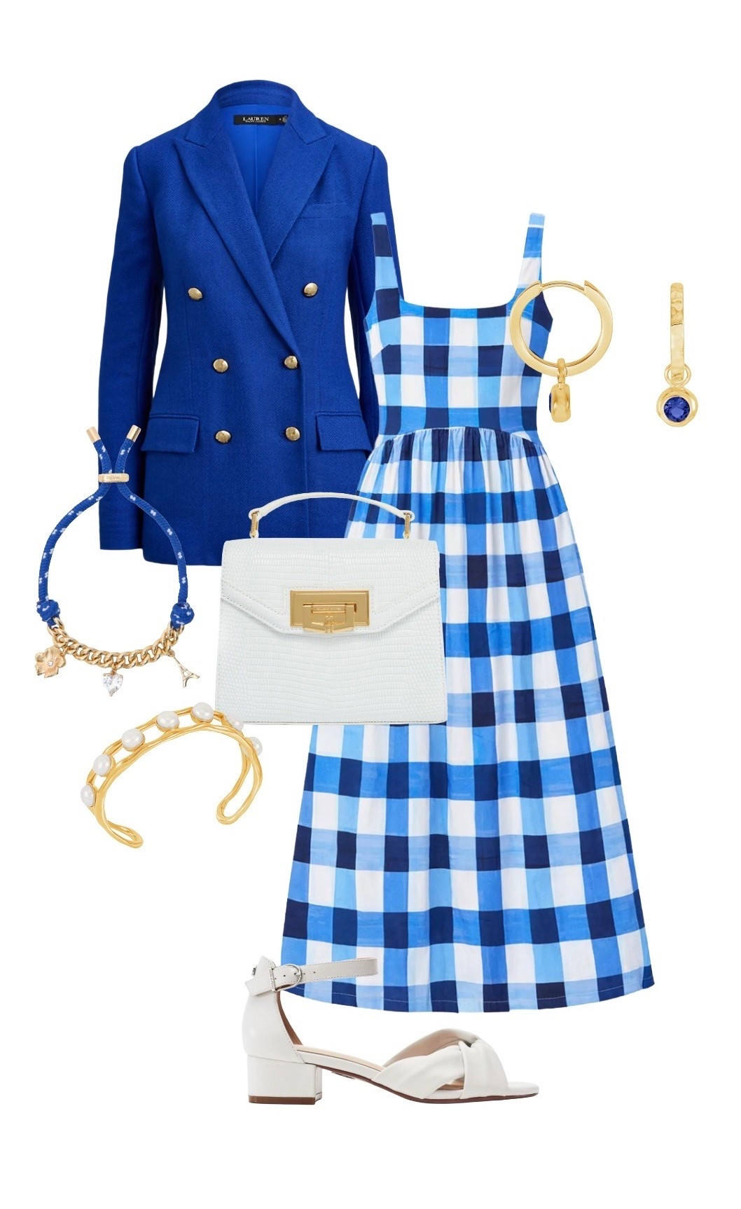 Planning a trip to the South of France? Then you’ll be needing these…

BLUE DOUBLE BREAST BLAZER WITH GOLD BUTTONS - RALPH LAUREN 

MINI CHELTENHAM TOP HANDLE BAG IN WHITE LIZARD- HOLLAND COOPER 

BLUE & WHITE CHECK SLEEVELESS MIDI DRESS - 

WATERFALL WHITE PEARL CUFF BANGLE GOLD VERMEIL & - BLUE SAPPHIRE HAMMERED HUGGIE HOOPS IN GOLD VERMEIL - DOWER & HALL LONDON

‘MACADAMIA’ WHITE LEATHER SANDALS - MODA IN PELLE

#LTKuk #LTKdresses #LTKtravel #LTKluxury #LTKeurope #LTKsummer
