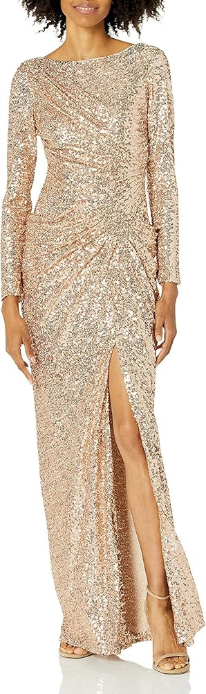 Badgley Mischka Women's Long Sleeve Sequin Gown | Amazon (US)