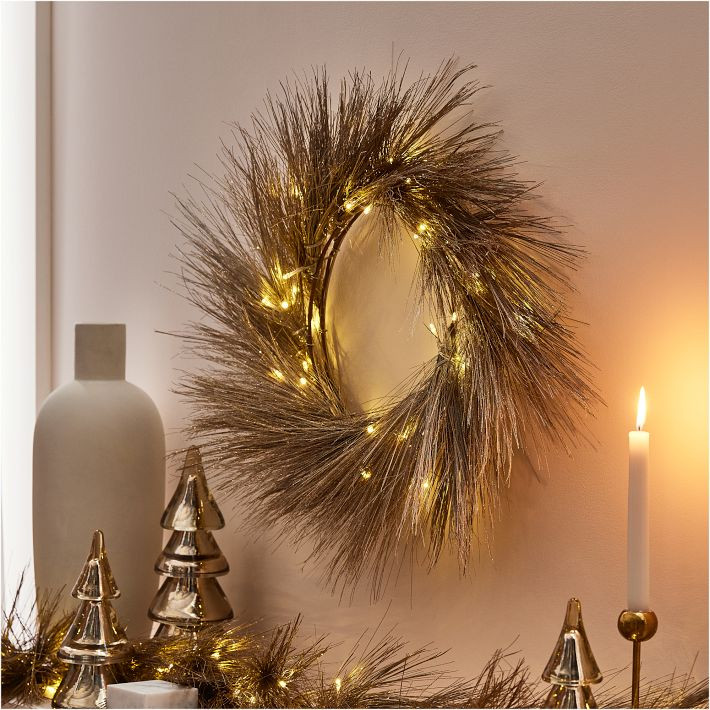 Light-Up Pine Needle Wreath | West Elm (US)