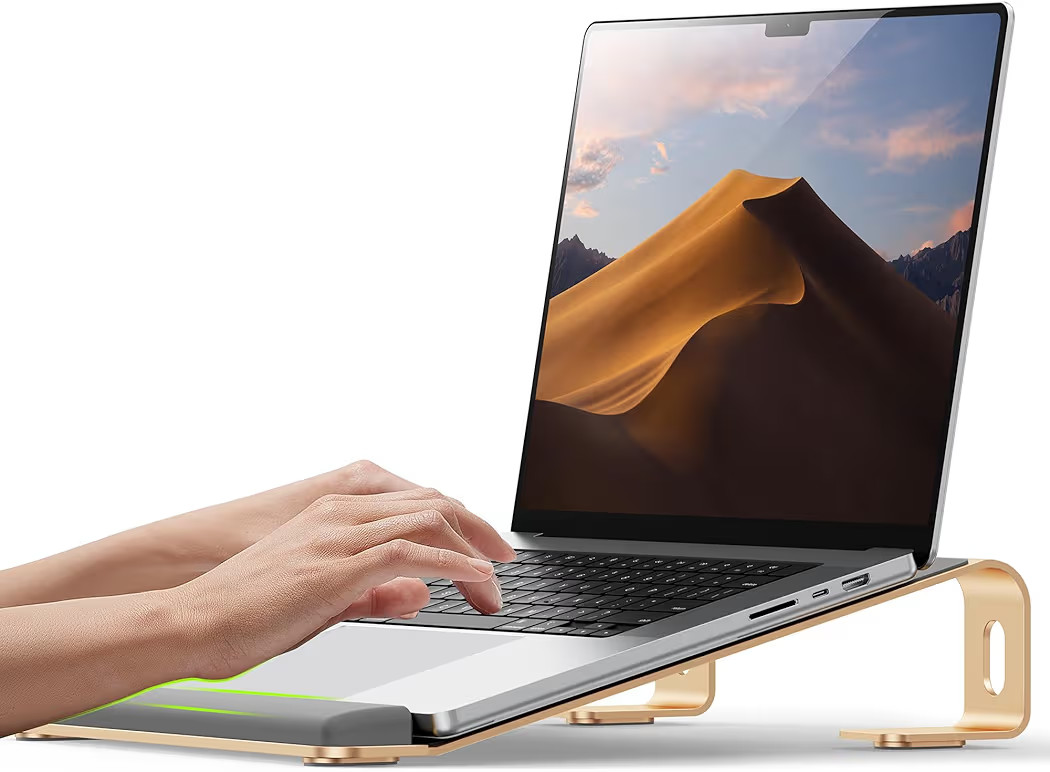 Aluminum Laptop Stand, Notebook Stand with Wrist Rest, Ergonomic Detachable Laptop Mount, Compute... | Amazon (US)