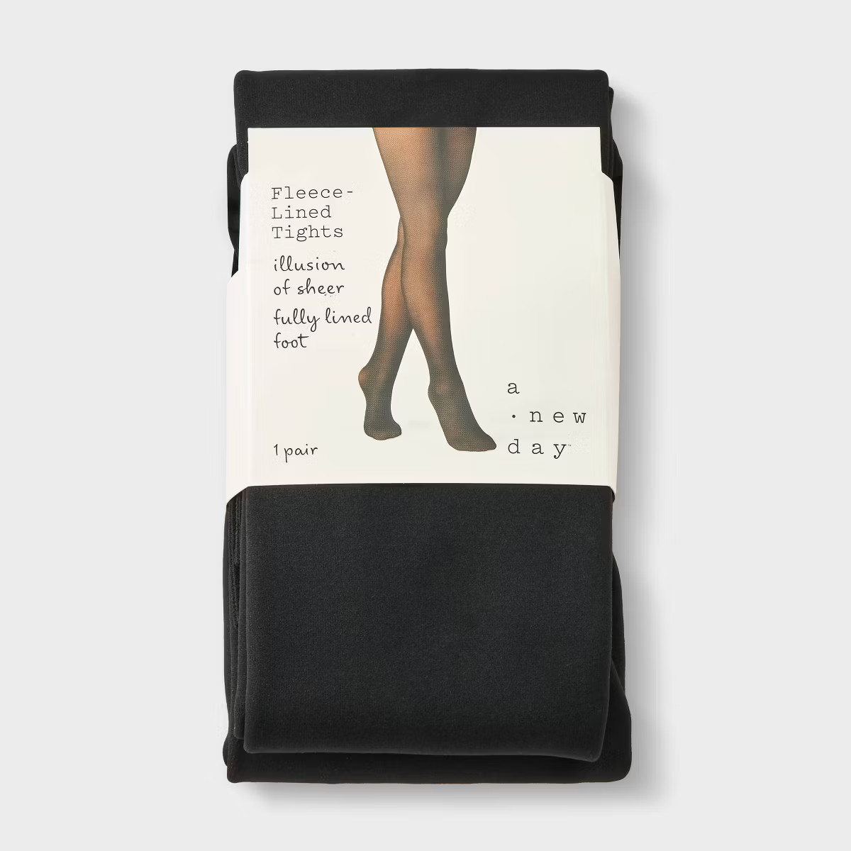 Women's Flat Knit Sheer Illusion Fleece Lined Tights - A New Day™ Black M/L | Target