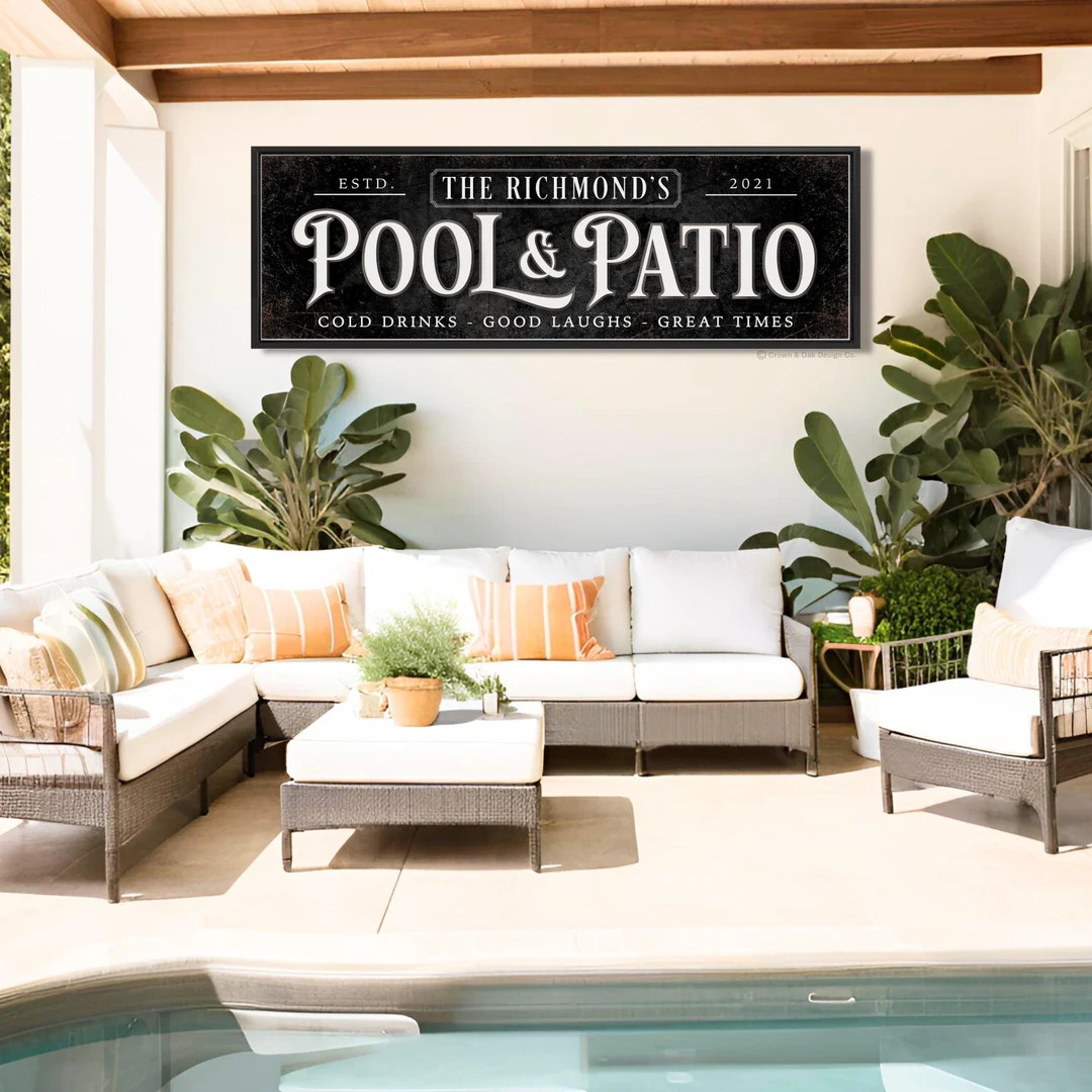 Pool and Patio Sign for Backyard Bar Last Name Sign Personalized Pool Signs for Back Deck Rustic ... | Etsy (US)