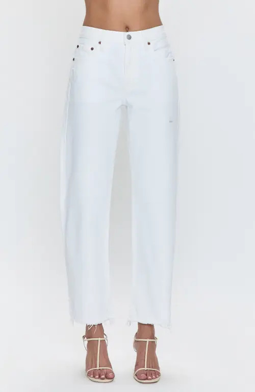 Pistola Lexi Mid Rise Bowed Straight Leg Jeans in Luxe White Vintage at Nordstrom, Size 30 | Nordstrom