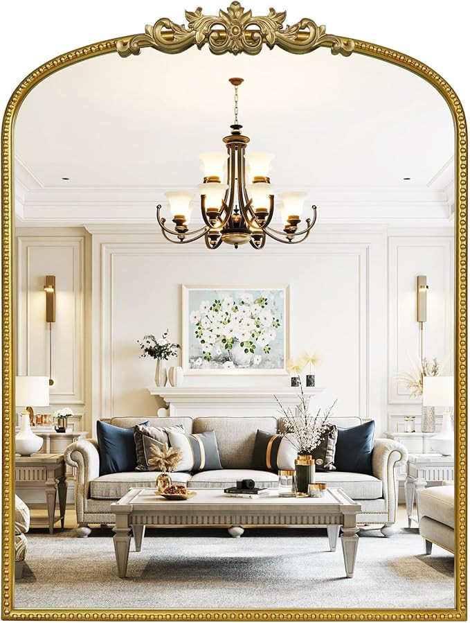 WallBeyond Gold Vintage Mirror for Vanity 24x32 Inch, Gold Antique Mirror with Ornate Frame, Arch... | Amazon (US)