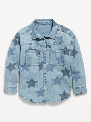 Printed Oversized Pocket Jean Top for Girls | Old Navy (US)