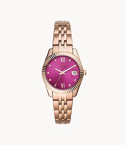 Scarlette Mini Three-Hand Date Rose Gold-Tone Stainless Steel Watch | Fossil (US)