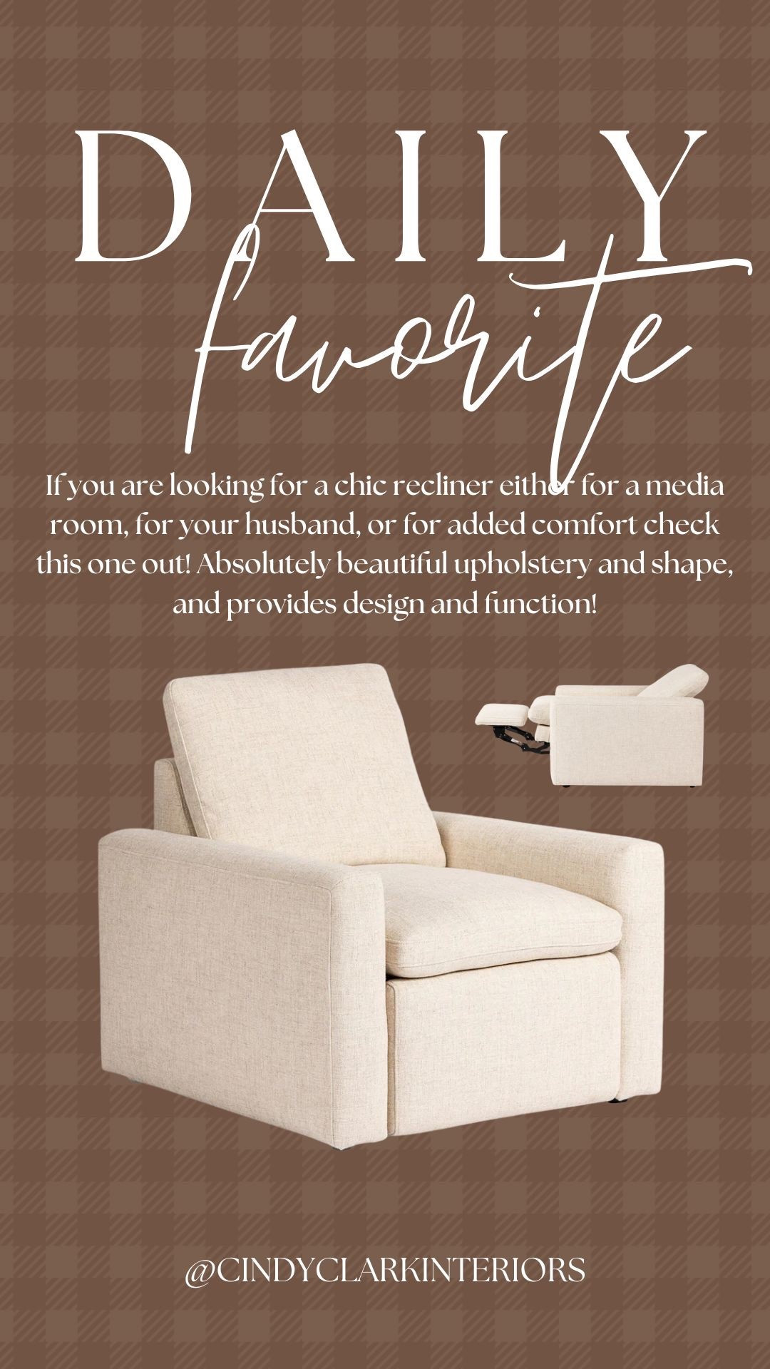 If you are looking for a chic recliner either for a media room, for your husband, or for added comfort check this one out! Absolutely beautiful upholstery and shape, and provides design and function!

#LTKHome