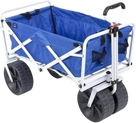 MacSports Heavy Duty Collapsible Folding All Terrain Utility Beach Wagon Cart, Blue/White | Amazon (US)