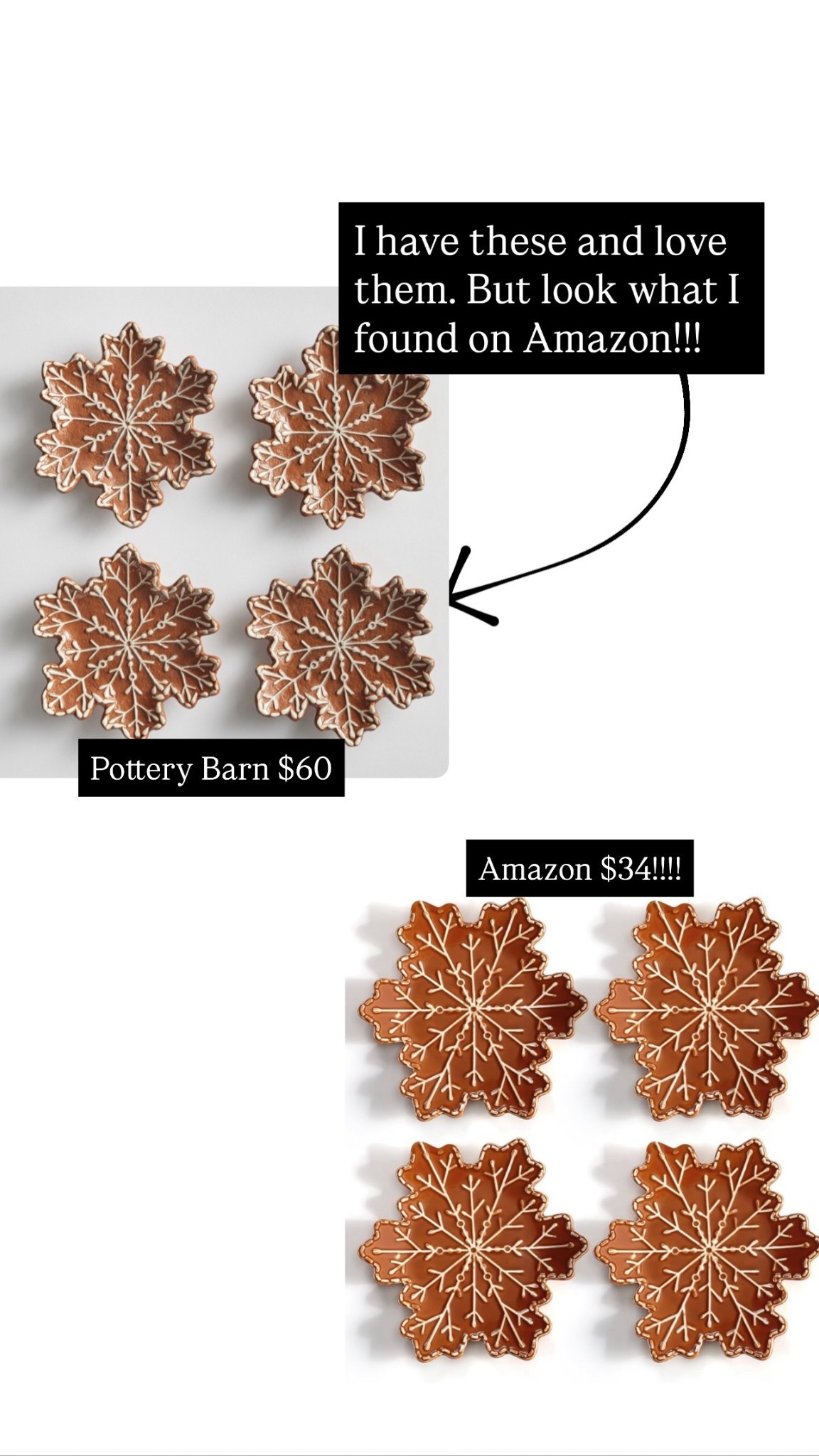 Splurge or save? I have the pottery barn set and they are more Matte than the Amazon set. Both are beautiful. Gingerbread snowflakes plates, gingerbread kitchen, gingerbread decor

#LTKSaleAlert #LTKSeasonal #LTKHome