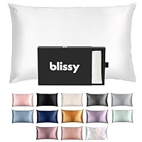 Blissy Silk Pillowcase 100% Pure Mulberry Silk, Blissy White, Standard | Amazon (US)