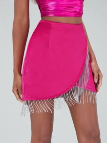 SHEIN BAE Fringe Trim Wrap Skirt SKU: sw2209212204149894(3 Reviews)Trending - Barbiecore$21.00$19... | SHEIN