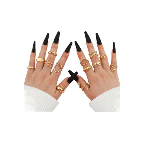 MOROYA 10PCS Gold Dome Chunky Rings for Women 18K Gold Plated Braided Twisted Round Signet Rings Adjustable Open Ring Band Statement Jewelry Size 7-9 (Gold-Set2) | Amazon (US)
