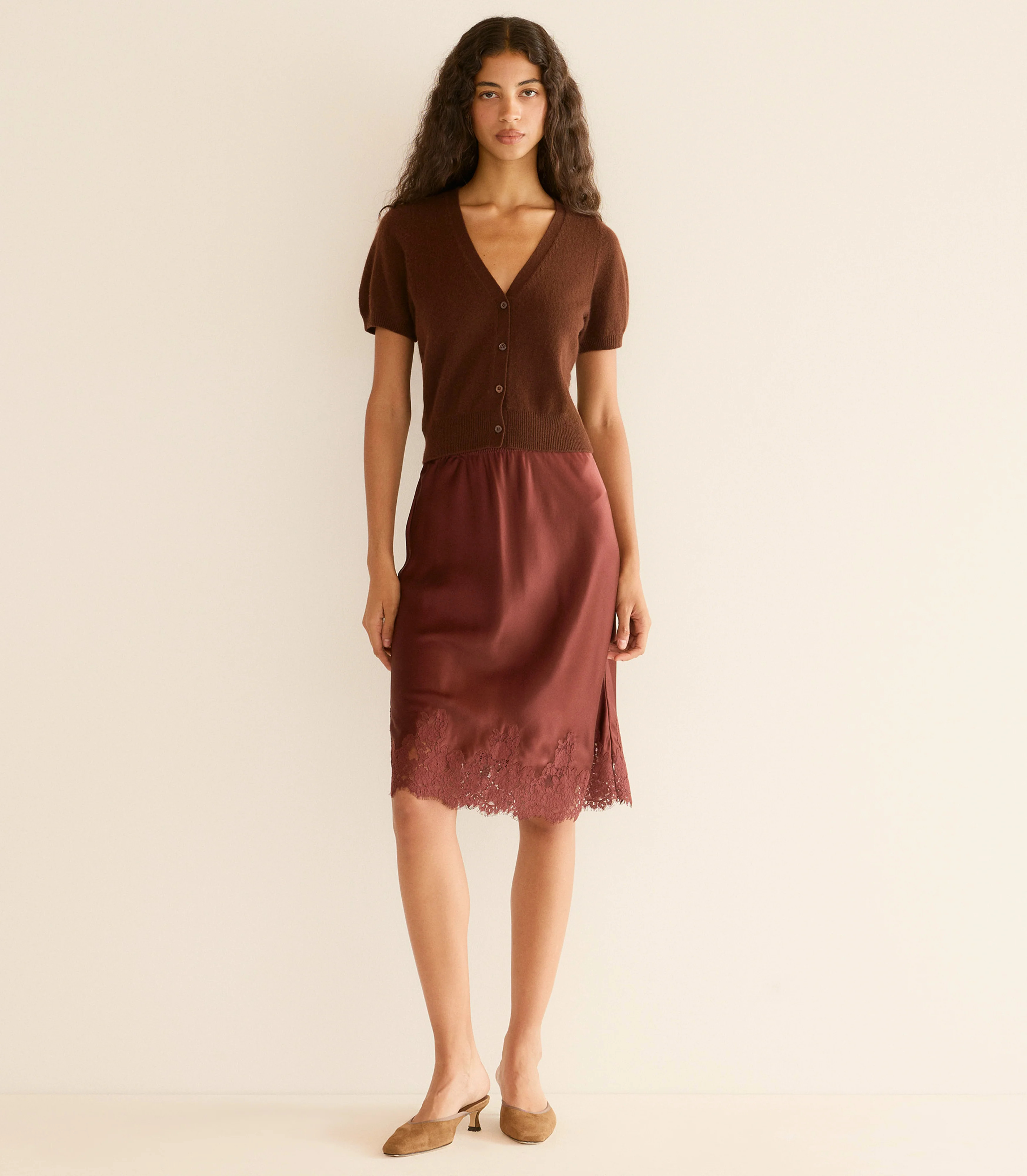 Arella Cashmere Cardigan - Dark Umber | DÔEN | DOEN