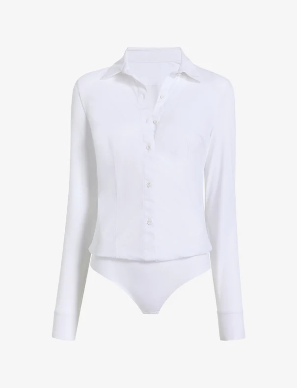 Cotton Stretch Button Down Bodysuit | commando