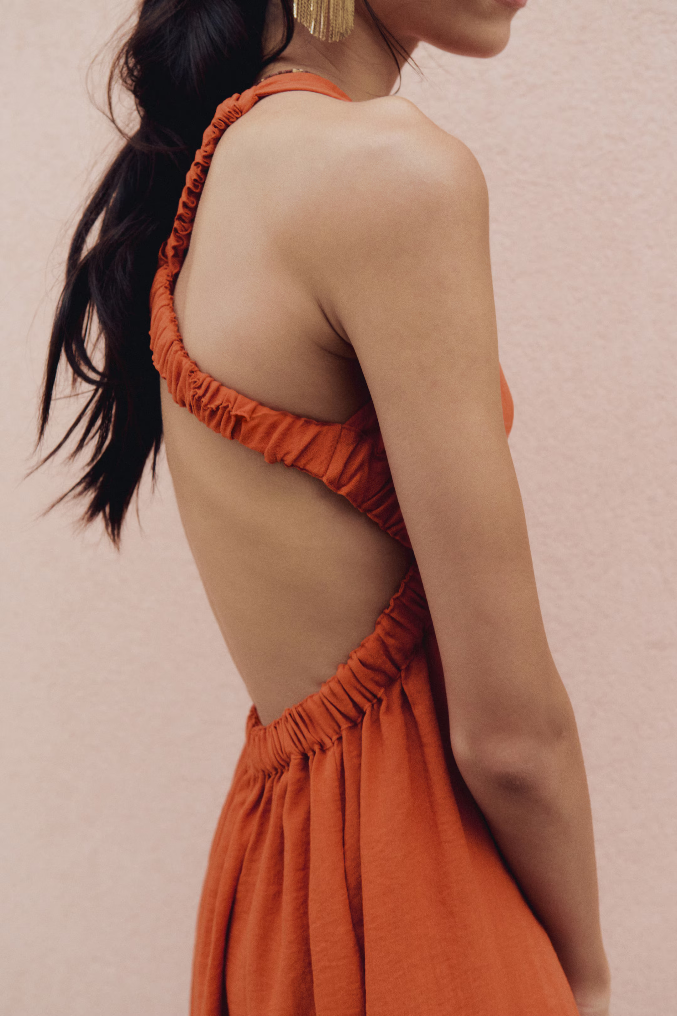 Cut-out dress - Rust orange - Ladies | H&M GB | H&M (UK, MY, IN, SG, PH, TW, HK)