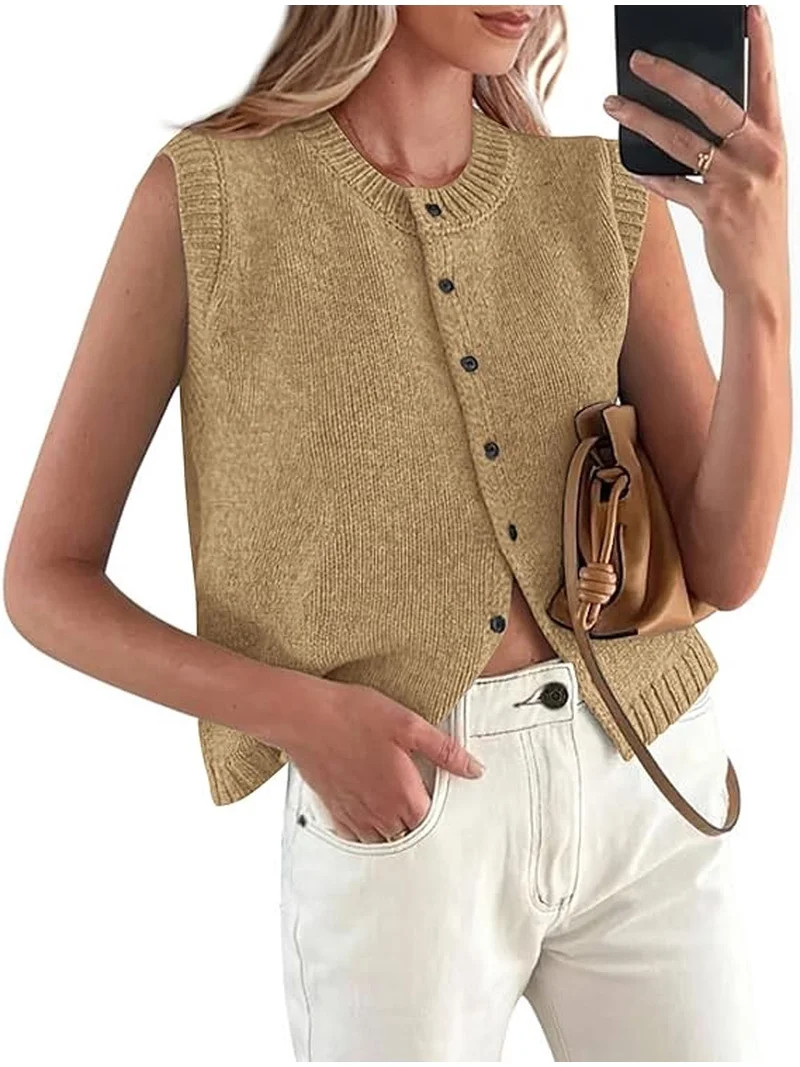 PRETTYGARDEN Sweater Vest Women Summer Tank Tops Sleeveless Button Down Trendy Clothes Business C... | Walmart (US)