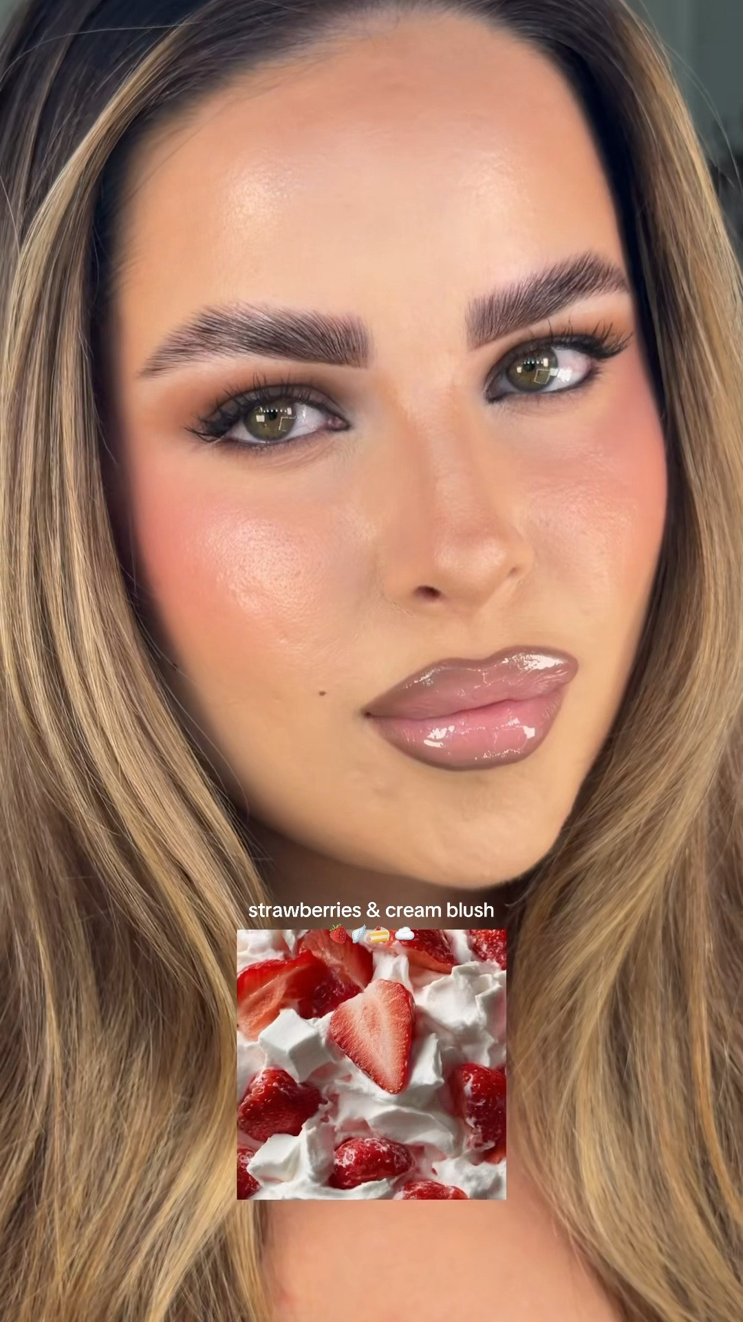 strawberries & cream blushhh🍓🪽🍰 wearing @Huda Beauty blush in cotton candy + strawberry cream, @Hourglass Cosmetics highlighter in evoke,  @Saie super suede blush in madonna #blushhack #blushtutorial #strawberrymakeup #makeuptutorial #makeupinspo