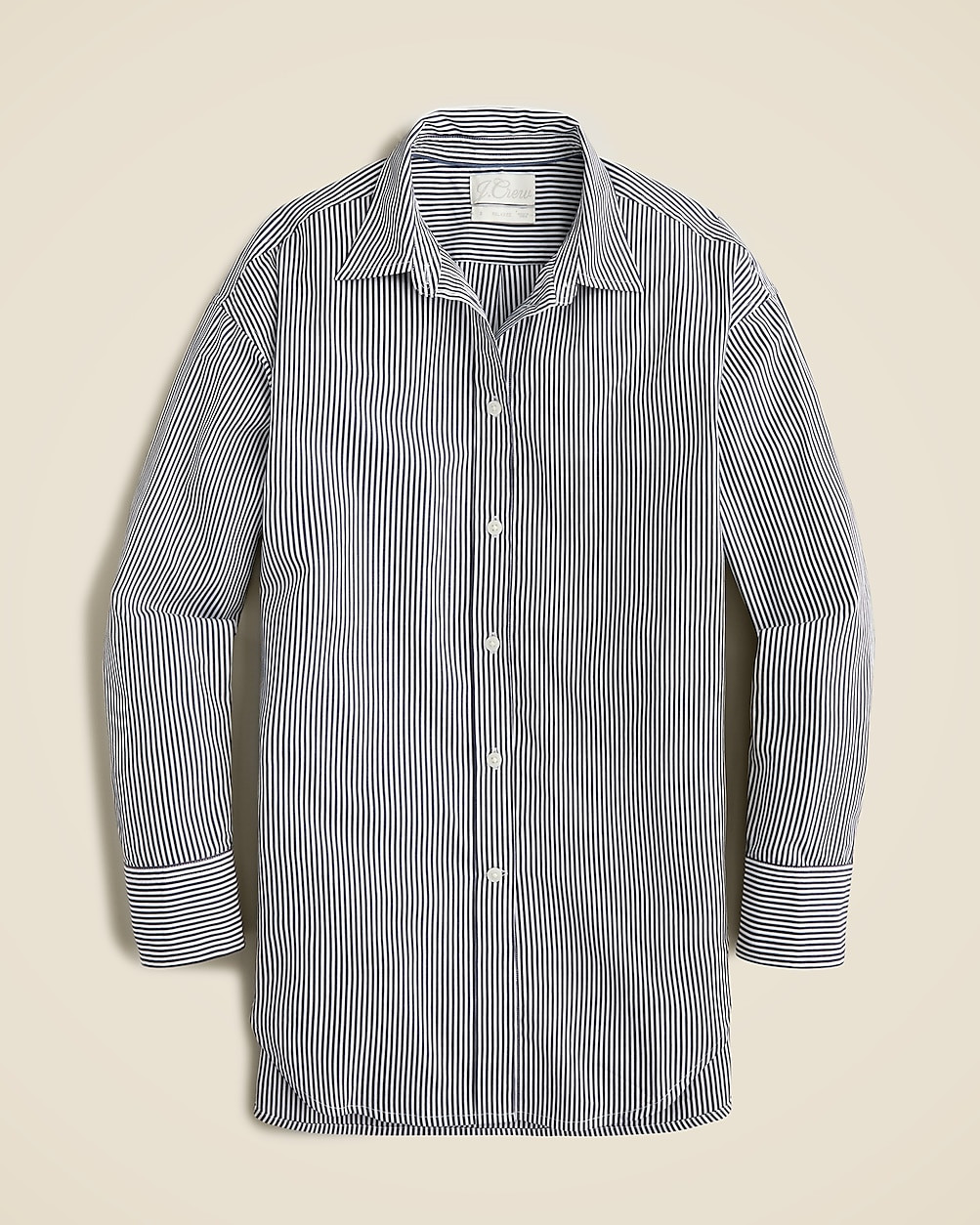 Tall relaxed-fit crisp cotton poplin shirt in navy stripe | J. Crew US