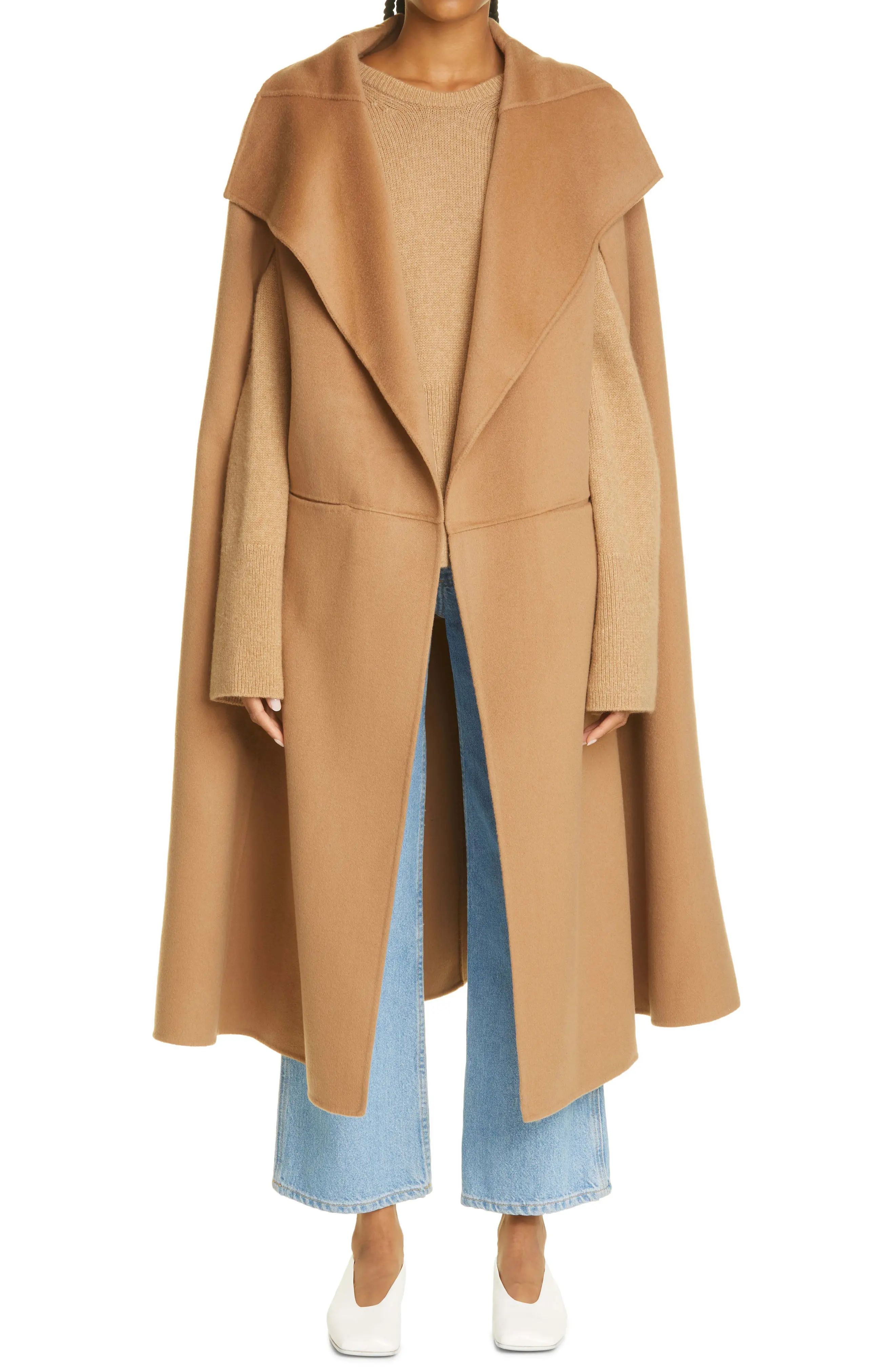 Toteme Women's Wool & Cashmere Cape, Size X-Small in Camel at Nordstrom | Nordstrom