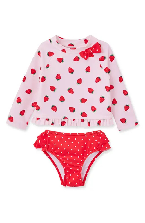 Little Me Kids' Two-Piece Rashguard Swimsuit in Pink at Nordstrom, Size 24M | Nordstrom