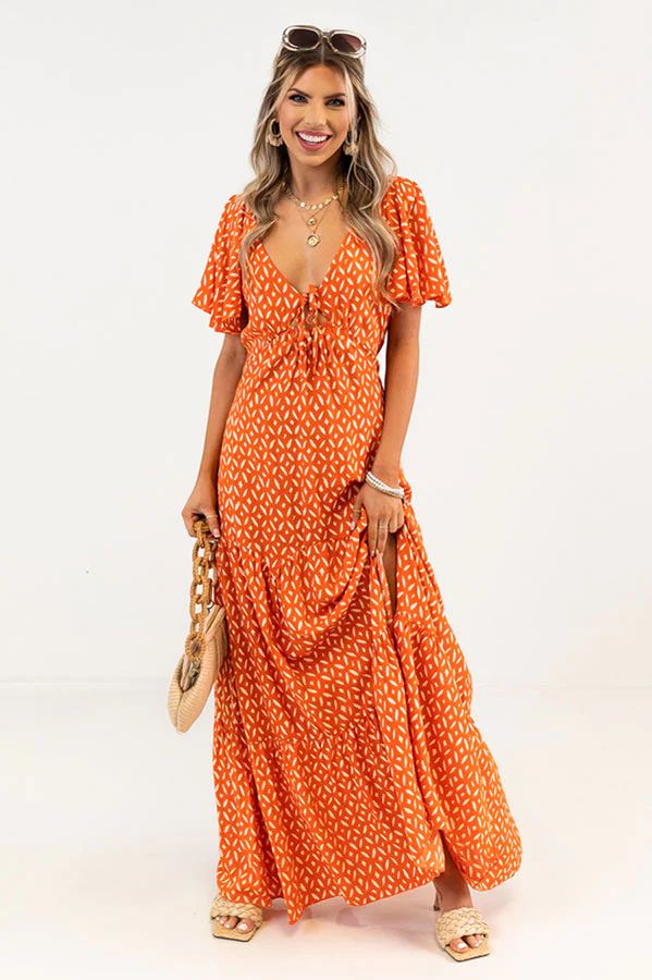 Iconic Crush Cut Out Maxi In Orange | Impressions Online Boutique