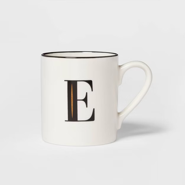 16oz Stoneware Monogram Mug White - Threshold™ | Target