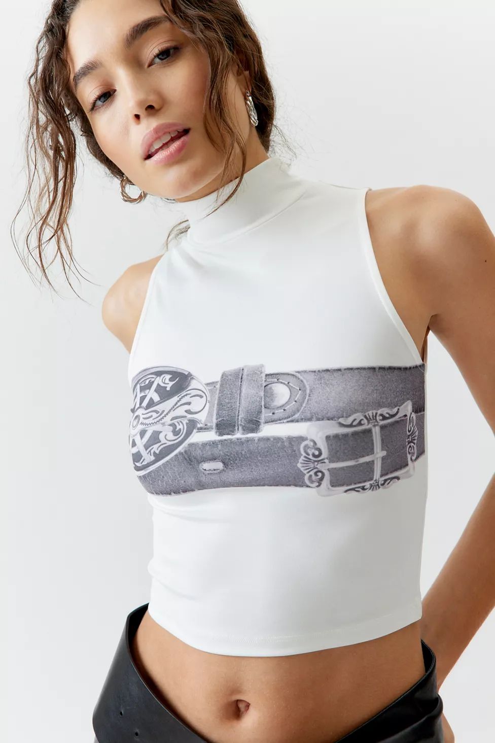 Belt Photoreal Mock Neck Tank Top | Urban Outfitters (US and RoW)