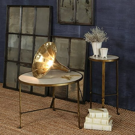 HomArt Savoy Iron & Stone Side Table (Antique Brass with White Marble) | Walmart (US)
