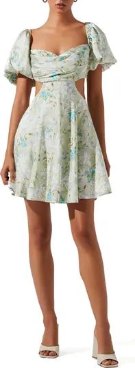 ASTR the Label Clarita Floral Puff Sleeve Cutout Dress | Nordstrom | Nordstrom
