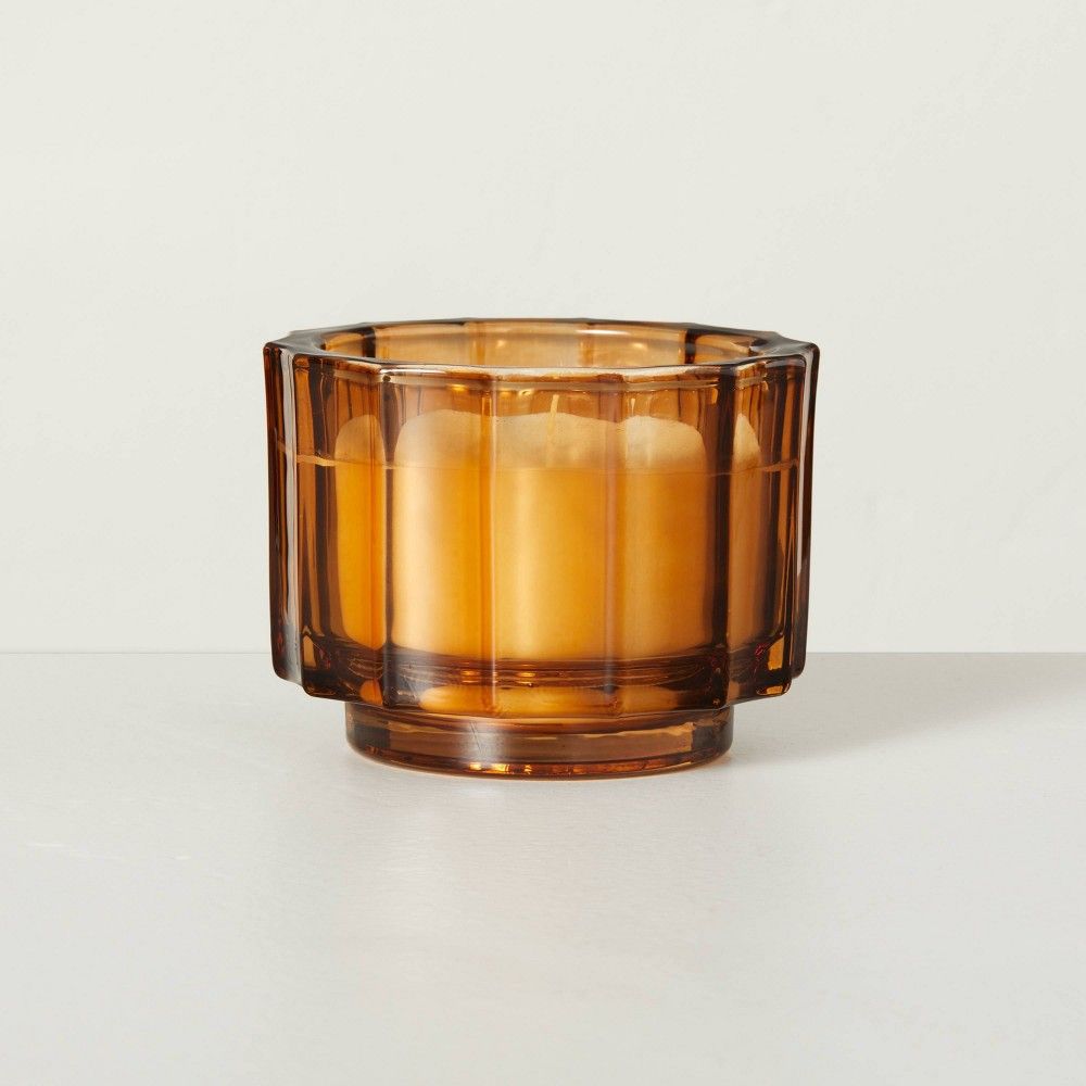 5oz Harvest Spice Fluted Amber Glass Seasonal Candle - Hearth & Hand with Magnolia | Target