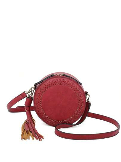 Ampere Creations The Suzie Classic Vegan Leather Woven Rounded Crossbody Bag | SHEIN