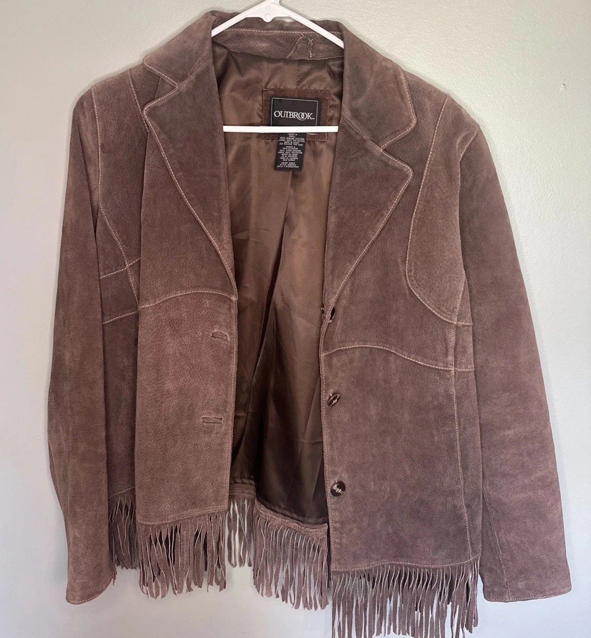 Vintage Outbrook Brown Suede Leather Fringe Jacket Western Boho Women's Med | eBay | eBay US