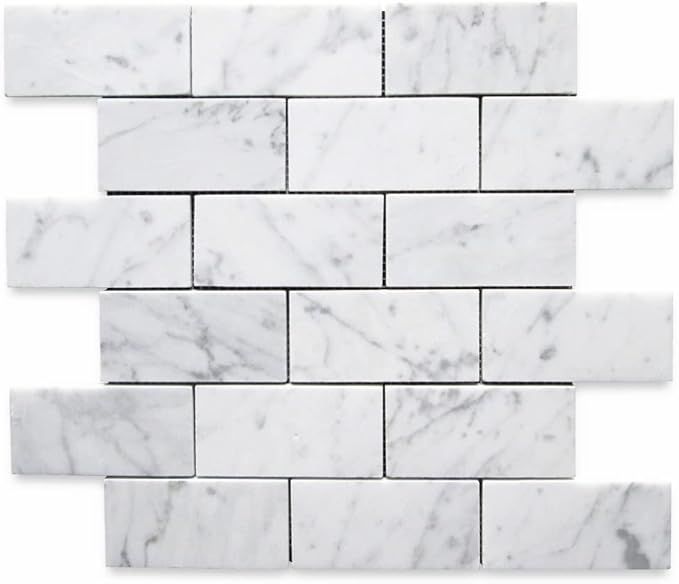 Stone Center Online Carrara White Marble 2x4 Grand Brick Subway Mosaic Tile Honed Kitchen Bath Wa... | Amazon (US)