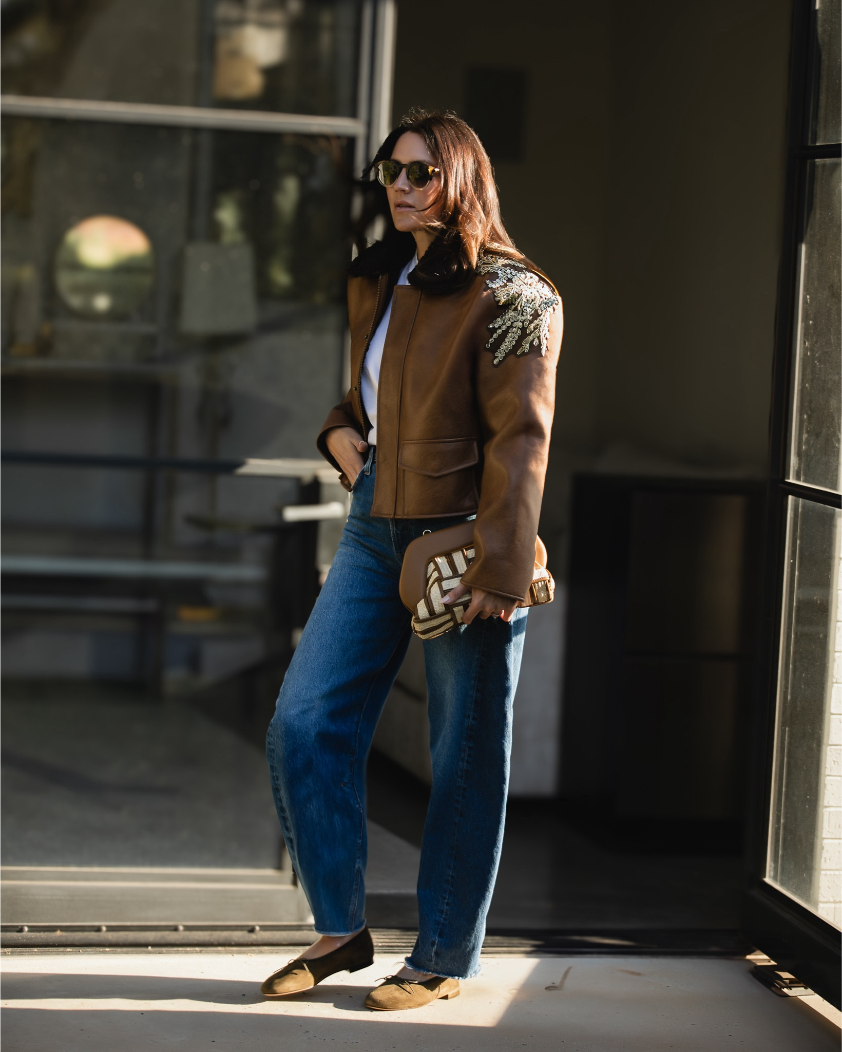 Make a fall neutral statement in this fall jacket and jeans with a fall bag, and suede ballet flat. Most are 25% off at checkout! Jacket runs oversized so you can size down! @bloomingdales #bloomingdales #ad

Fall trends
Fall color trends 

#LTKItBag #LTKOver40 #LTKShoeCrush