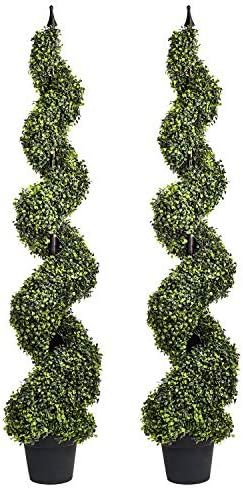 Artificial Cypress Spiral Topiary Trees Potted Indoor or Outdoor (Spiral Boxwood Trees, 4 Feet) | Amazon (US)