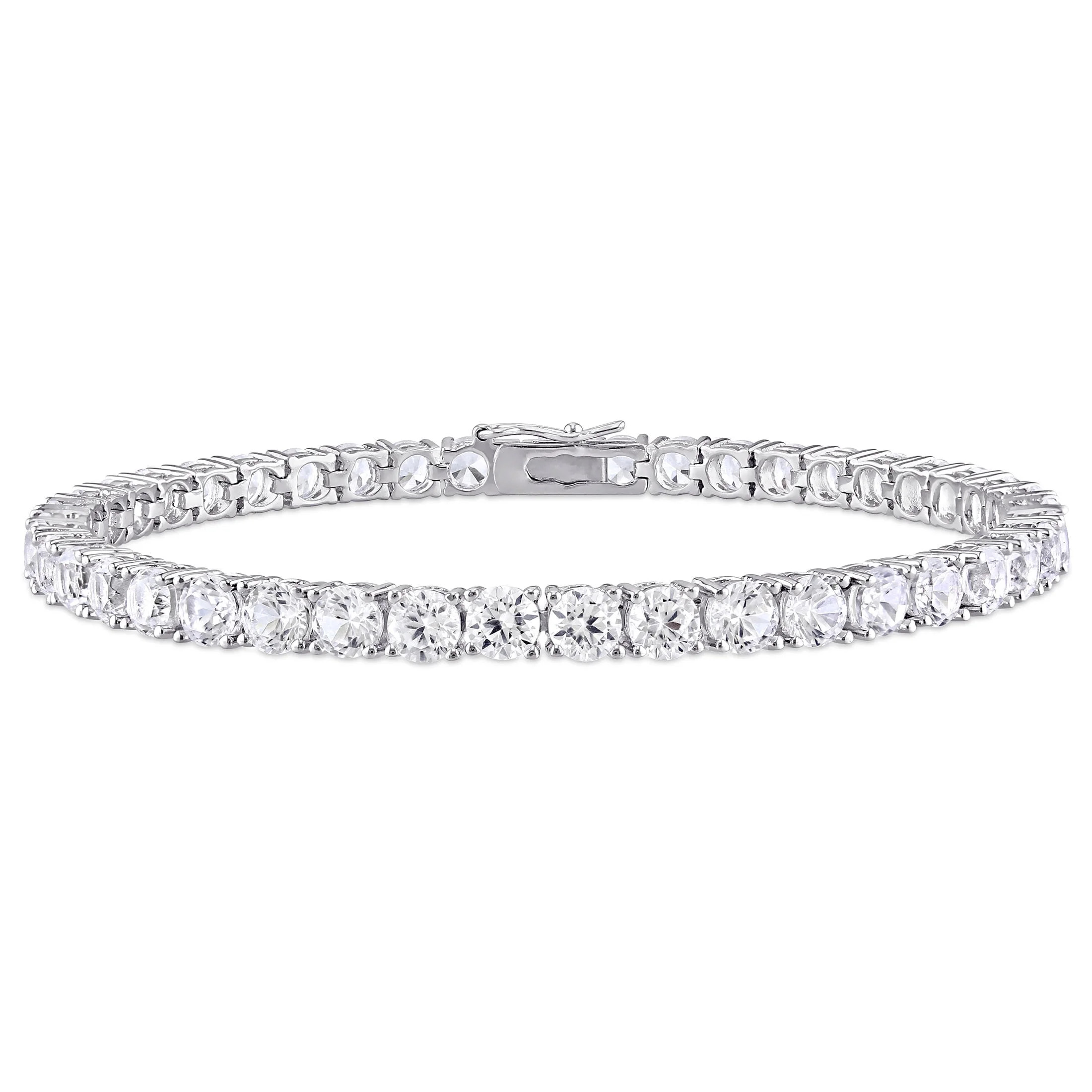 14-1/4 Carat T.G.W. Created White Sapphire Sterling Silver Tennis Bracelet - Walmart.com | Walmart (US)