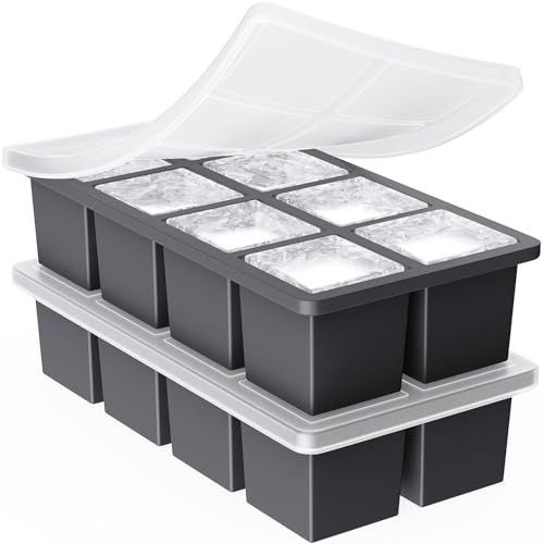 Large Ice Cube Trays for Whiskey: GGOW Big Silicone Ice Cube Trays 2Inch - Huge Square Ice Cubed Tray for Whisky and Cocktail | Amazon (US)