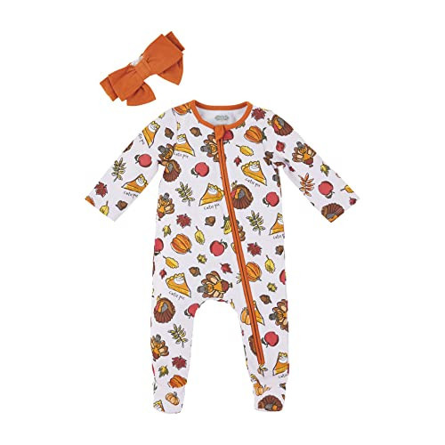 Mud Pie Girls' Thanksgiving Turkey Sleeper and Headband Set, Pink, 6 Months/9 Months | Amazon (US)
